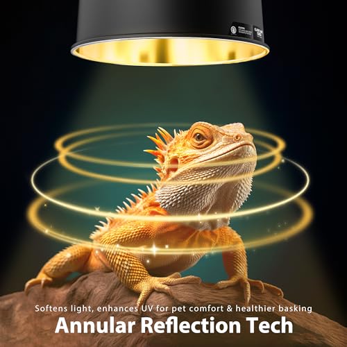 Reptile Light Fixture 8.5 Inch Dome with PID Thermostat & Night Mode 150W | Reptile Heat Lamp Fixture,Lamp Dome,for Bearded Dragon,Reptiles Terrarium,Glass Terrariums,Turtles,Snakes,Lizards - size: 8.5 inch deep