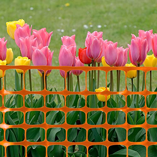 Sunnyglade 4X100 Ft Outdoor Snow Fence Plastic Temporary Fence Orange | Snow Fence Temporary Garden Safety Netting for Poultry,Rabbits, Chicken, Dogs