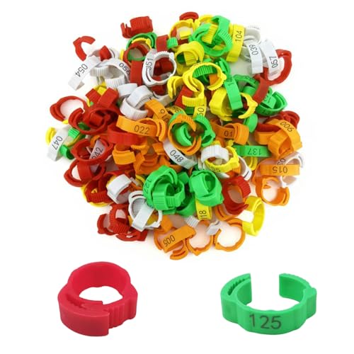 150 PCS Poultry Leg Bands, Adjustable Numbered Chicken Leg Rings for Identification, 5 Colors for Chickens, Ducks, Geese, Turkeys, Farm Management