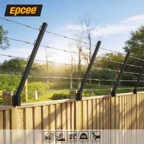 8-Pack Angle 25° Fence Post Extender, 31" Fence Barbed Wire Extend Arm，for Outdoor Fences to Increase Height, Protect Privacy and Pets Jumping Off (8, 31in-25°Angles - Wood Post) - size: 31in-25°Angles - Wood Post