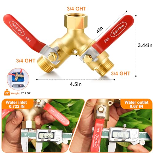 SIGURANTA 2 Way Hose Splitter Heavy Duty Brass Y Valve Garden Faucet 1 Pack | Full Flow High Pressure Diverter, 3/4 GHT Thread, Rust Resistant for Lawn Irrigation, Car Wash & Outdoor Garden Use - color: 2-Way Full Flow 1PCS