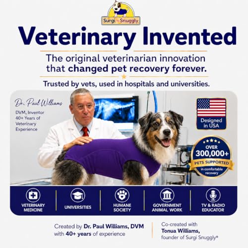 Surgi Snuggly Dog Surgery Recovery Suit, Cone Alternative, Spay/Neuter SL | Dog Recovery Suit for Dogs — Veterinarian-Invented Surgical Suit & Recovery Onesie with Easy Bathroom Access After Surgery - color: Perfect Plum, size: Small Long (L-12"-15" | G-1