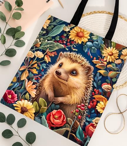 Vintage Botanical Animal Canvas Tote Bag for Women, Aesthetic Floral Animal Reusable Shoulder Bag for Shopping - color: 10