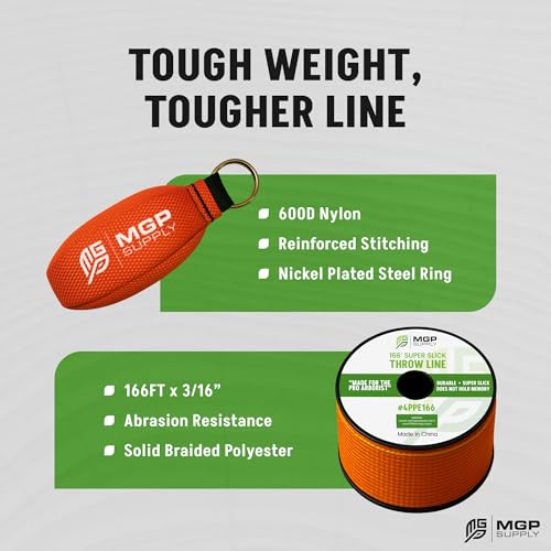 MGP SUPPLY Arborist Throw Line Kit | 11oz Throw Weight & 166ft Rope | Ultra Slick 100% Polyester Rope | Arborist Equipment For Tree Climbing - style: 11 Oz