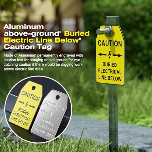 300 Feet Caution Buried Electric Line Below Red/Black Print Safety Tape with Above-Ground Caution Tag, 2 Inch x Foot 5 Mil, Detectable 2-Inch - style: Caution Buried Electric Line Below(300 Ft)