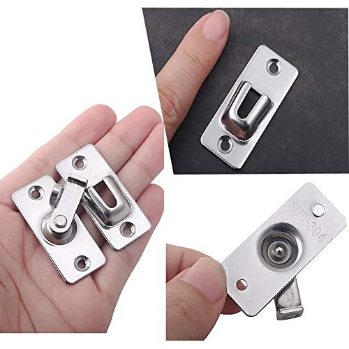 Door Hasp Latch 90 Degree, Stainless Steel Safety Angle Locking Latch Pocket Door Lock Screen Door Lock Sliding Door Latch for Push/Sliding/Barn Door