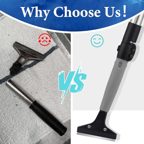Floor Scraper Heavy Duty Long Handle,52in 4" Razor Blade Floor Scraper Adjustable with 10PCS Extra Metal Blades Paint Scraper for Cleaning Stickers Gum Glass Wall Tile Linoleum Stove Top