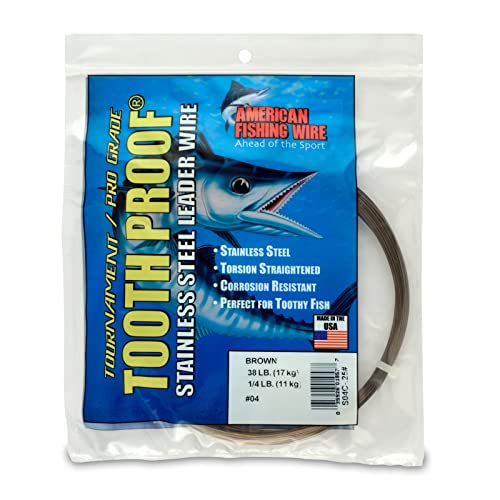 AFW Tooth Proof Fishing Line - Single Strand | High-Strength Stainless Steel Tooth Proof Fishing Line Single Strand Leader Wire Versatile Applications 360 lb test USA Made - color: Camo, style: #4, 38 Lb Test, 1/4 Lb