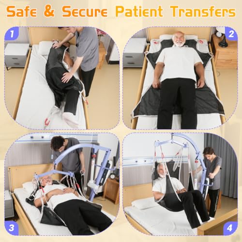 Full Body Patient Lift Sling – Heavy Duty 500lbs, Mesh Shower Sling for Home Use, Universal Medical Transfer Sling Compatible Suitable for Disabled,Elderly (M) - size: M
