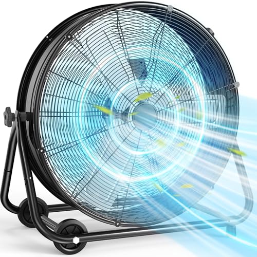 Air Choice 30 Inch Industrial Fan, 14000CFM High Velocity Shop Fan, 3 Speeds, 360° Tilt, 550W All Metal Heavy Duty Drum Fan, Outdoor Fan for Commercial, Workshop, Warehouse, Garage, Gym, Factory - size: 30 inches
