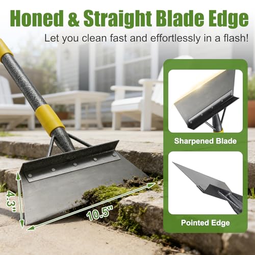 Floor Scraper Long Handle Heavy Duty, 60" Metal Ice Scraper for Driveway, Multifunctional Weed Scraper for Weed Cleaning Edging Trenching & Removing Snow Ice Dirty Moss - size: 60 inch