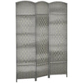 HOMCOM 3 Panel Room Divider 6 Ft Privacy Screen Hand-Woven Mixed Gray | Folding PP Wall Partition, Pine Wood Frame, Freestanding Room Separator, Bedroom Home Office, No Assembly - color: Mixed Gray, size: 3 Panel