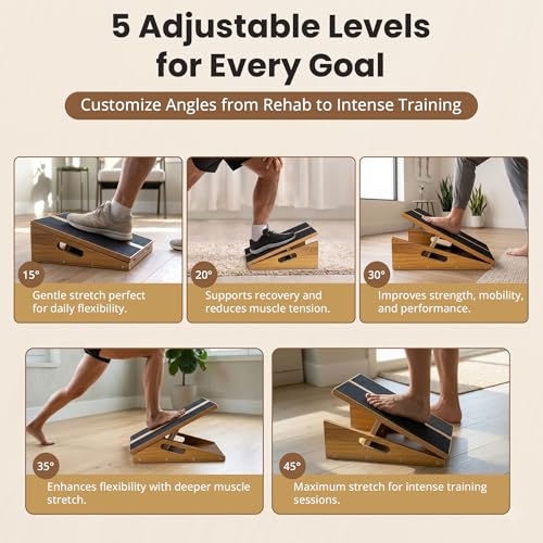 Slant Board for Exercise - 500 lb Weight Capacity, Calf Stretch Board, Stretch & Mobility Board for Physical Therapy Anti Slip Design with 5 Angle Adjustable Incline Board for Knee Ankle Pain Relief