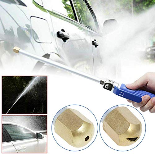 High Pressure Power Washer Attachment Hose Nozzle Wand Lance | Hydro Jet Water Hose Nozzle, ,Watering Sprayer Cleaning Tool, Wand Lance for Gutter Patio Car Pet Window Glass Blue - color: Blue