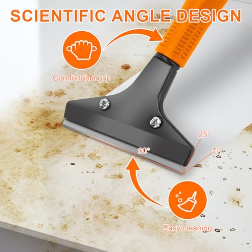 KeFanta Razor Blade Floor Scraper, 4" Wide Heavy Duty Scraper Tool, 45.7" | 10PCS Extra Metal Blades, Paint Scrapers for Cleaning Wall Glass Tile Floor Paint Gum Glue Stains Linoleum - size: Large