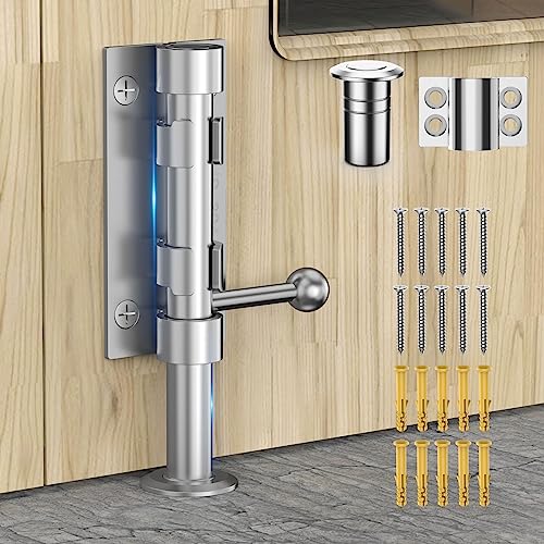 6.3 Inch Slide Bolt Gate Latch, Barrel Bolt Latch, Silver | Heavy Duty Solid 304 Stainless Steel Door Lock for Wooden Fence/Shed/Yard/Barn Door/Interior and Outdoor - color: Silver