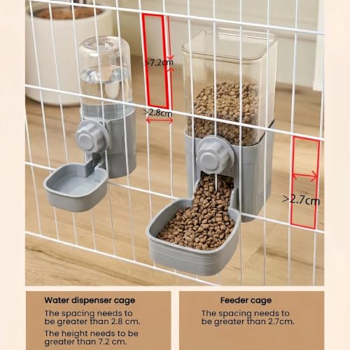 Hanging Automatic Food Water Dispenser,Rabbit Feeder Guinea Pig Water Bottle Food Feeder for Ferret Guinea Pig Rabbit Bunny Cage Accessories (Grey) - color: Grey