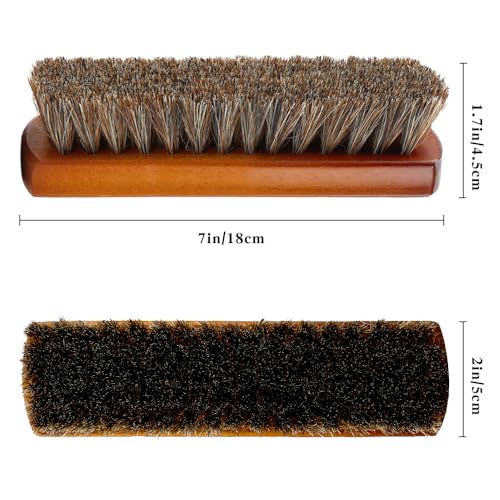 Shoe Brush, Horsehair Shoe Brush Shoe Cleaning Brush Boot Brush for Leather, Shoe Brushes Shoe Shine Brush Brush Shoe Polish Brush for Cleaning and Care Leather Shoes Clean Dauber Applicators - size: 7 Inch