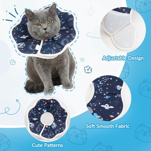 Cat Cone Collar Adjustable, Protective Recovery Collar Soft, Cat Cone for Prevent Licking Wound After Surgery, Pet Neck Cone for Kitten Cats（M） - size: M