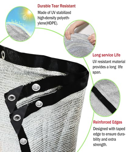70% Reflective Aluminum Shade Cloth, Silver, 6.5 x 6 FT | Breathable Aluminum Sun Shade Net Cover with Grommets for Sun Protection, Pet Shade, RV & Car Shades, Patio, Pergola, Plants - color: 70% Silver, size: 6.5 FT x 6 FT