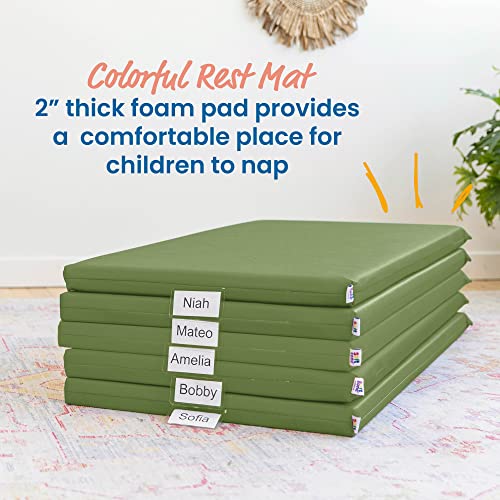 ECR4Kids SoftZone Rainbow Rest Mat, 2in, Sleeping Pad, Hunter Green, 5-Piece | Soft foam with polyurethane cover, GREENGUARD Gold Certified, 2-6 years, fully assembled, non-slip base, daycare or classroom - color: Hunter Green