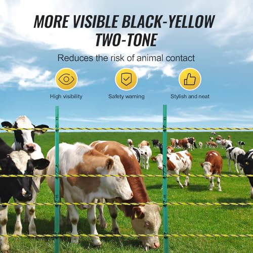 VEVOR Electric Fence Wire, 3366Ft 1026M Portable Polywire, 1/8" Diameter 6 Stainless Steel Strands for Reliable Conductivity and UV, Rust Resistance, Fencing Rope Line for Horse, Cattle, Livestock - size: 3366Ft 1026M, style: 1/8" Strands