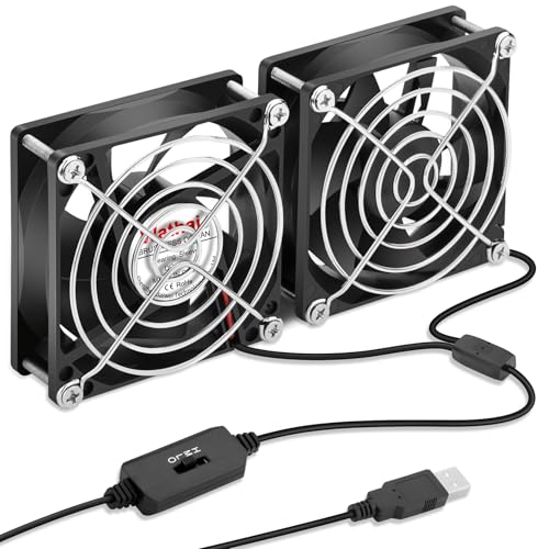 Wathai 2pcs 80mm x 25mm USB Small Computer Fan 5V for DIY Cooling | 2 IN 1 80MM USB Fan for Computer Laptop Router DVR Xbox Cooling - size: 80x25mm (5V)