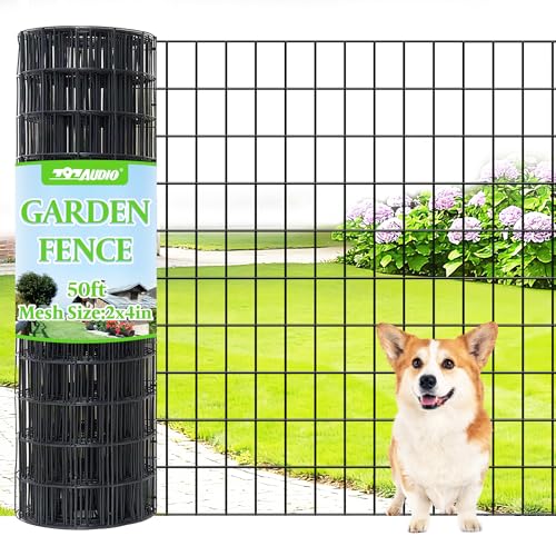 Black PVC Coated Welded Wire Fencing,2"x4" 14 Gauge,60inch H x 50ft L Garden Wire Fence Roll,2/3/4/5/6ft Tall x 50/100 ft Long Vinyl Coating Metal Wire Mesh for Yard,Farm,Dog,Vegetable Protection - color: Black, size: 2"x4" 60inx50ft