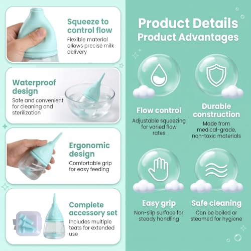 Kitten Bottles for Nursing,Puppy Bottles for Nursing Puppy Milk (6 Nipples) | Anti-Choking Feeder with Replaceable Reusable Silicone Nipples