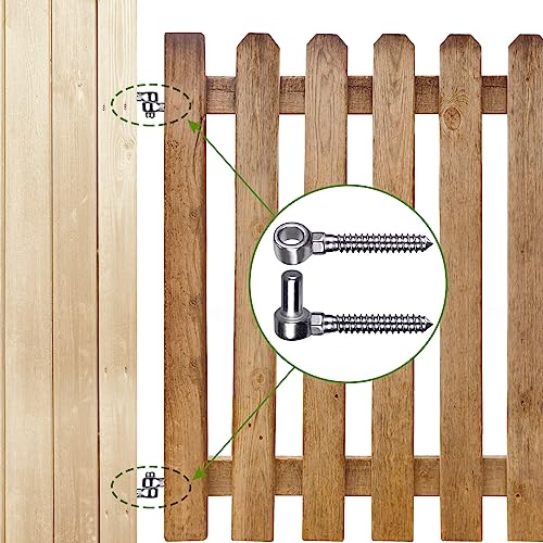 Insaga Cast 304 Stainless Steel Gate Hinges Heavy Duty, 4Pair Heavy Duty Gate Hinge, M16 Wood Gate Hinge, Partial Thread Hook and Eye Hinges, Gate Hinges for Wooden Gates Fences - color: M16 Hook and Eye Hinge-4Pair