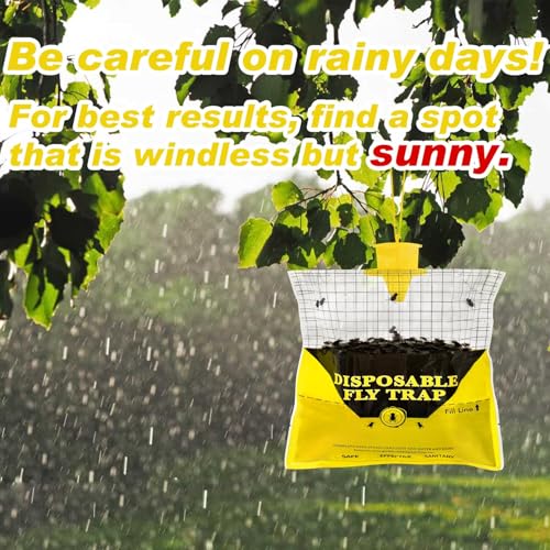 8 Pack Outdoor Fly Trap Bags Hanging - 8 * 30g Bait, Durable, Effective | Bug Hunter Catcher Killer Repellent for Stable Horse Barn & Farm | Disposable | Easy to use | Large Capacity - size: 8 pack