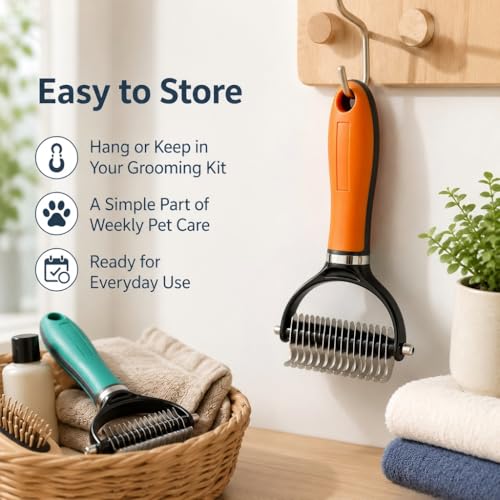 Double Sided Pet Grooming Rake, Extra Wide Deshedding Brush for Dogs Cats, Professional Long Hair Pet Shedding Comb Effectively Reduces Loose Hair (green) - color: green