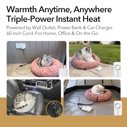 USB Pet Heating Pad – Turns Any Pet Bed Heated (Use Inside Bed), 5V/2A Required, 5-Temp & Timer, 140°F Auto Shut-Off, Waterproof Warmer for Cats/Dogs, Power Bank/Wall Powered (12"x16") - size: 12"x16"