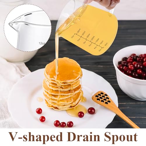 4 Pack 12oz Coffee Measuring Glass Cups, Heat Resistant Espresso Shot Pitcher Glass Cup, Microwave & Dishwasher Safe Milk Frothing Pitcher Creamer Container