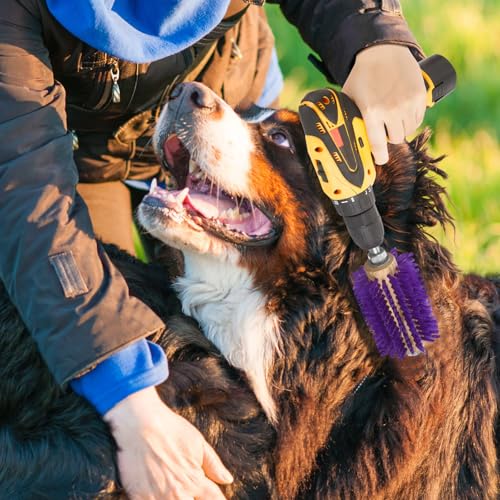 Willinglong 2 Pcs 4 Inches Livestock Mini Drill Scratch Brush Purple Brush Grooming Kit Suitable for Cattle, Cows, Horses, Sheep and Pigs - size: 4 Inch
