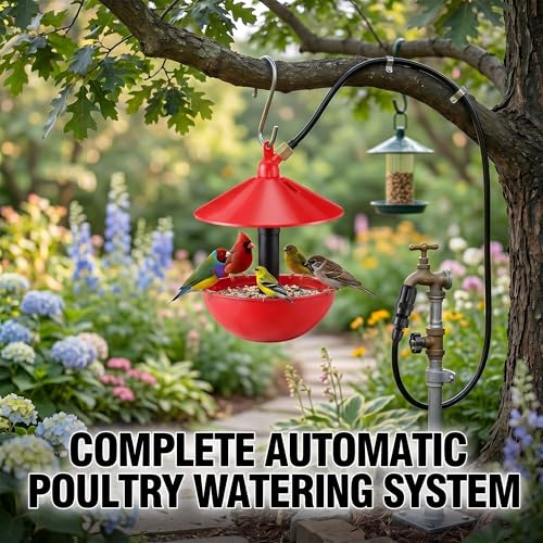 Automatic Poultry Waterer System with Tubing | Complete Watering System, Automatic Refill, Poultry Coop Supply, Easy Setup