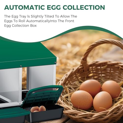 Chicken Nesting Boxes, Heavy-Duty 8-Compartment Metal Chicken Nesting Box – Removable Tray, Ventilation Holes, Easy Egg Collection, Rustproof Galvanized Steel - Green - 3 - Slot - color: Green, size: 3 - Slot