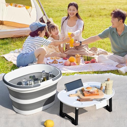 Collapsible Bucket, Upgraded 16L (4.2 Gallon) Collapsible Mop Bucket with Multi-Functional Lid, Foldable Portable Bucket Camping Beach Sand Pool Boat Fishing-Water Pot Pail-Space Saving Square - color: 16l-bucket With Lid