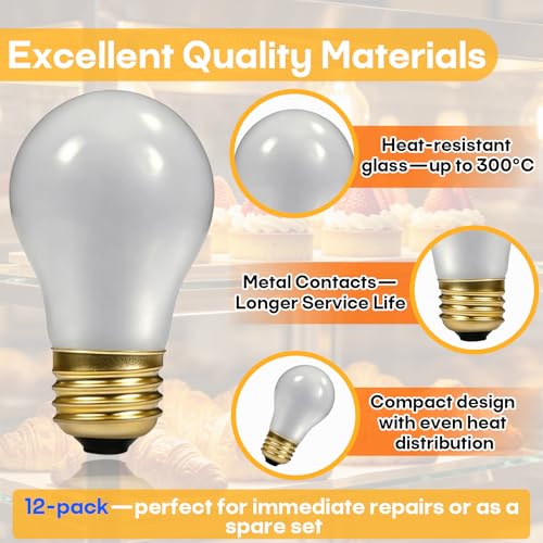 12-Pack 40W Heat Lamp Bulb, Shatterproof, Compatible With Hatco 02.30.265 | 120V/130V Power, Steady Heat Output, Even Coverage, for Buffet Food Warming or Heat Lamp Fixture