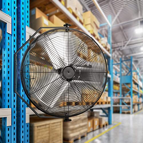 Simple Deluxe 24 Inch Industrial Wall Mount Fan, 3 Speed Commercial Ventilation Metal Fan for Warehouse, Greenhouse, Workshop, Patio, Factory and Basement - High Velocity, black - size: 24 Inch, style: 2 Pack