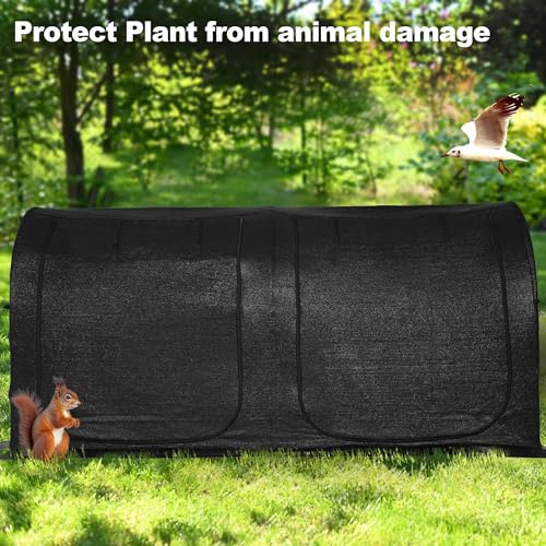 Large Tunnel 8.2'x4' Sunshade Cloth Gardening Net,Easy Set up 4FT Tall Crops Shade Cover, UV Resistant Plant 80% Sunblock Net for Vegetables,Fruits and Mini Flower Pot with Stakes and Carry - size: 8.4X4X4FT
