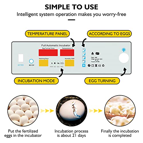 Egg Incubator,Egg Incubator with Automatic Egg Turning and Humidity Control,Poultry Hatcher for Chickens Ducks Birds (128 Eggs) - size: 128 Eggs