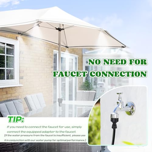 Moongiantgo Outdoor Misting Cooling System with Pump, 116PSI High Pressure | Mister with 65.5FT(20M) Water pipe+24 Misting Nozzles 0.02’’+3/4’’ Faucet Adapter, System for Outside Patio Garden Beaches