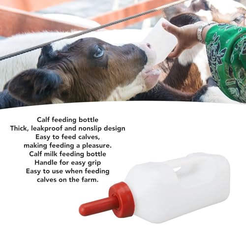 Calf Bottle, Calf Nursing Bottle with a Replacement Nipple 2l | 2 Quart Calf Nursing Bottle Rubber Screw Nipple with Silicone Replacemen Cap for Baby Cattle Lambs Goats Kids