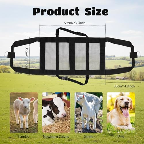 Calf Sling for Weighing Animals, Animal Hanging Scale, Easy to Weigh Newborn Livestock Lifting Harness for Calves, Lambs, Goats, Alpacas, Dogs, Pigs, Adjustable Back Straps