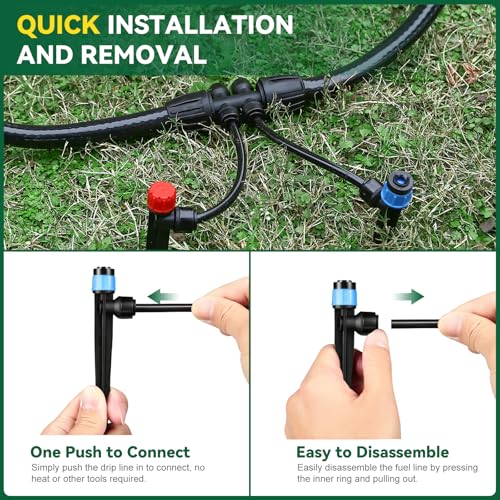 Drip Irrigation System for Garden, 2026-Upgraded Quick Connect Garden Watering Kit All-in-One with 1/2 inch 1/4 inch Irrigation Tubing for Garden, Lawn, Greenhouse, Raised Beds (126FT) - size: 126FT