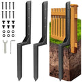 Fence Post Repair Kit, Thickened Heavy Duty Fence Post Anchor Stakes for Repair Tilted, Broken Wood Posts Support (Black, 2 Pack) - color: Black-2 Pack