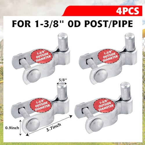 4 Pack 1-3/8" Chain Link Fence Frame Gate Post Male Hinge,Galvanized Steel Gate Hinge for Fence Posts, Chain Link Fence Parts for Farm Gate, Bolts & Nuts Included - size: 1-3/8" Male