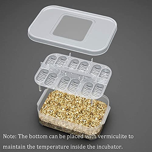 Reptile Egg Incubator Professional Hatcher Hatching Box Case Tray Plastic Breeding Incubator for Hatching Snake,Lizards, Reptiles,Gecko(12 Slots Without Thermometer) - size: 12 Slots Without Thermometer