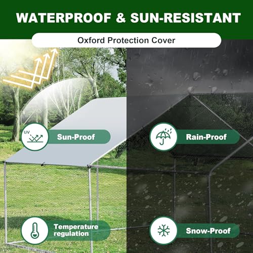 TOLEAD Large Metal Chicken Coop Upgrade Tri-Supporting Wire Mesh Chicken Run,Chicken Pen Walk in with Water-Resident and Anti-UV Cover,Duck Rabbit House Outdoor（79.2" L x 120" W x 76.8" H） - size: 79.2"L x 120.0"W x 78.0"H